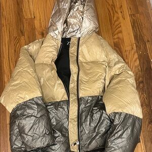 Zara Two-Tone Bomber Jacket - Gold and Silver